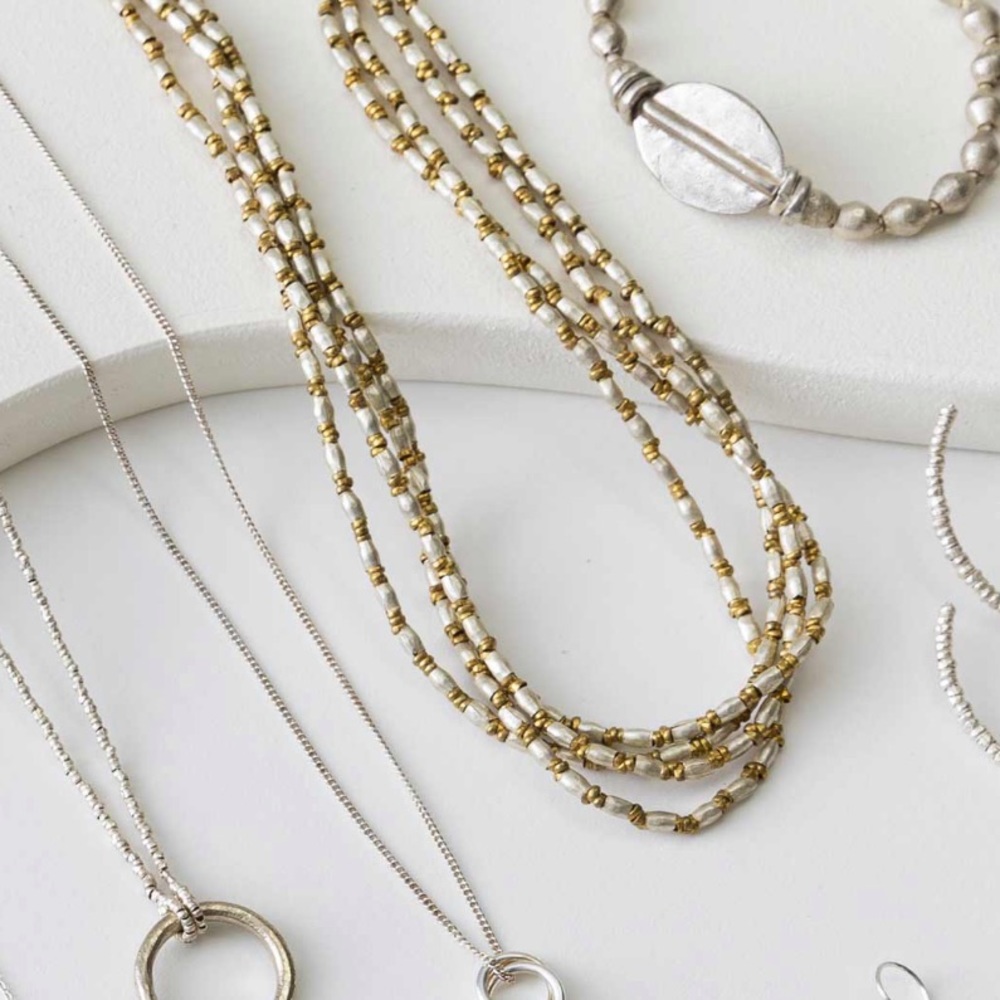 Brass And Gunmetal Extra Long Necklace